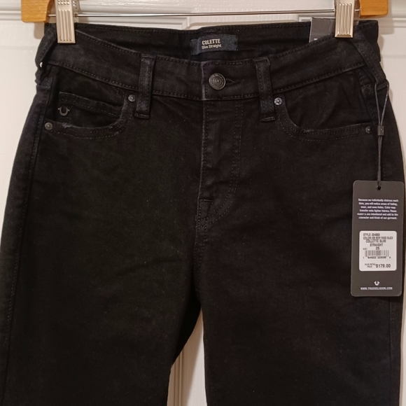 TRUE RELIGION COLETTE SLIM STRAIGHT BLACK JEANSTa - Picture 9 of 14